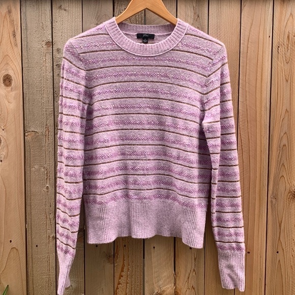 J. crew Sequin Striped Sweater in Supersoft Yarn in Lavender size M - Picture 3 of 12